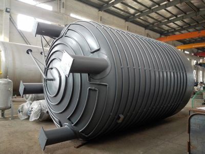 Storage tank with external coil